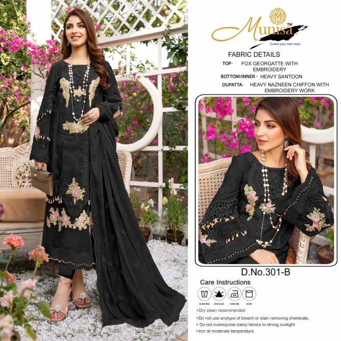 Munisa 301 Colors New Exclusive Wear Georgette Pakistani Salwar Suits Collection